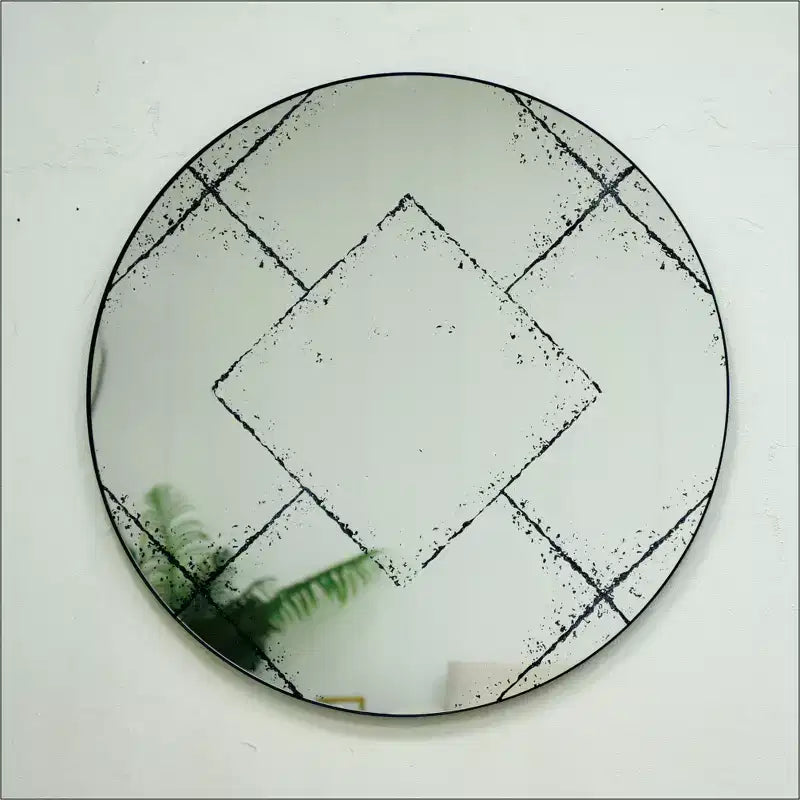 Vintage Industrial Wall Mirror with High-Definition Glass, 36"x36"