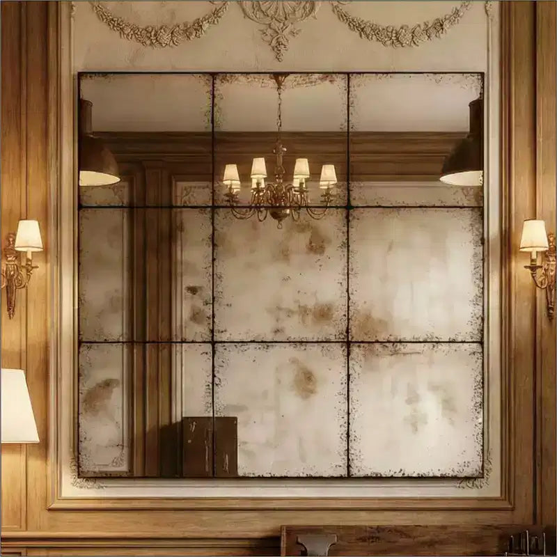Vintage Industrial Wall Mirror with High-Definition Glass, 36"x36"