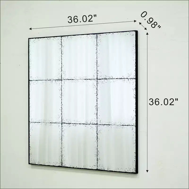 Vintage Industrial Wall Mirror with High-Definition Glass, 36"x36"