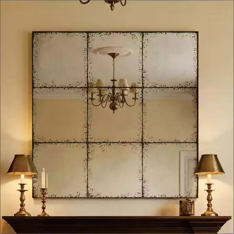 Vintage Industrial Wall Mirror with High-Definition Glass, 36"x36"