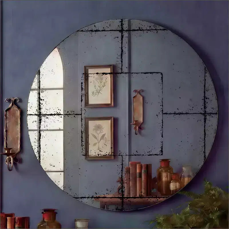 Vintage Industrial Wall Mirror with High-Definition Glass, 36"x36"