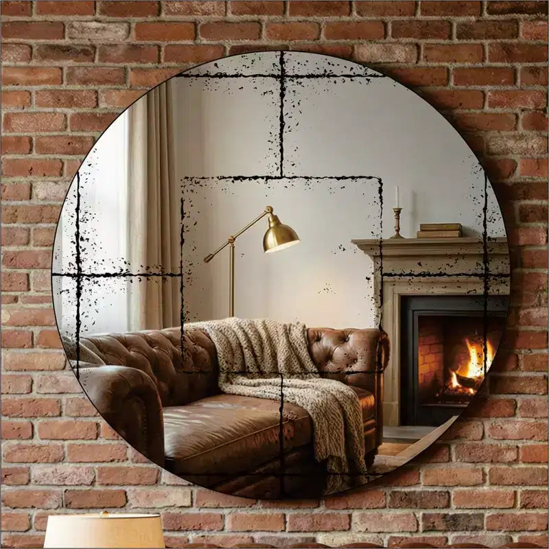 Vintage Industrial Wall Mirror with High-Definition Glass, 36"x36"