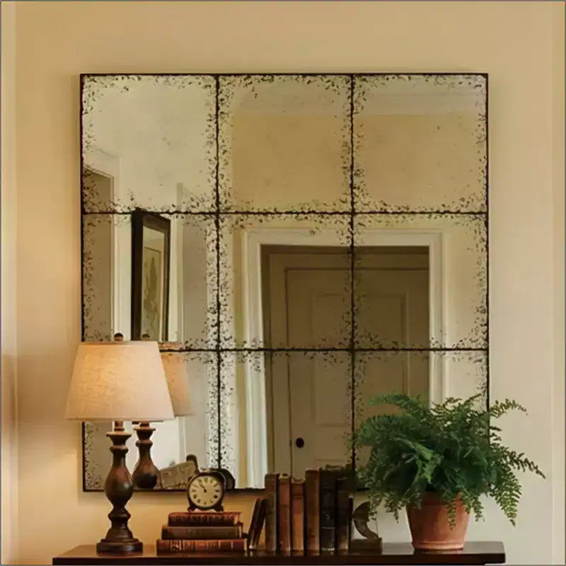 Vintage Industrial Wall Mirror with High-Definition Glass, 36"x36"