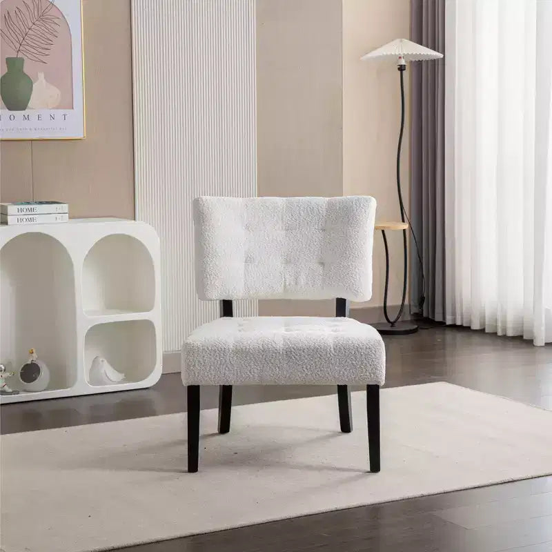 Modern Oversized Accent Chair with Tufted Back, Blended Leather, Wood Legs, for Living Room & Bedroom