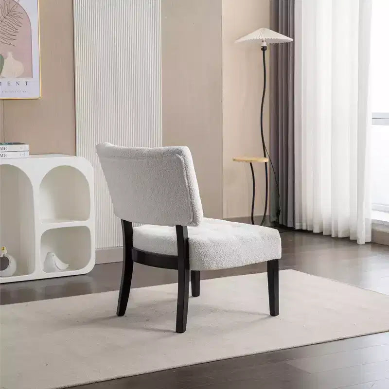 Modern Oversized Accent Chair with Tufted Back, Blended Leather, Wood Legs, for Living Room & Bedroom