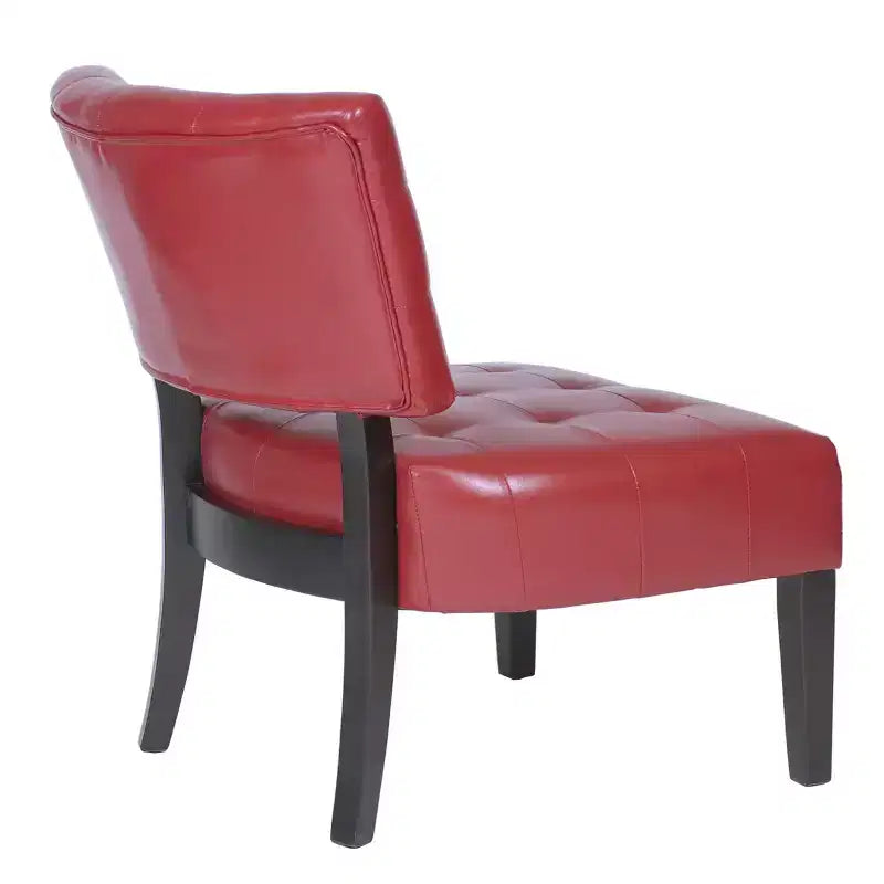 Modern Oversized Accent Chair with Tufted Back, Blended Leather, Wood Legs, for Living Room & Bedroom