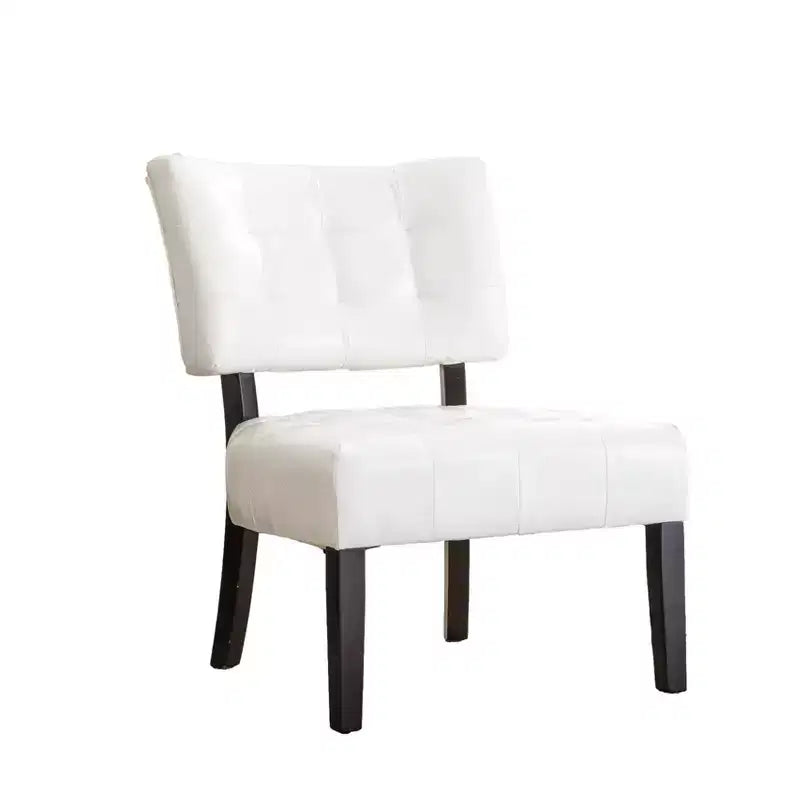 Modern Oversized Accent Chair with Tufted Back, Blended Leather, Wood Legs, for Living Room & Bedroom