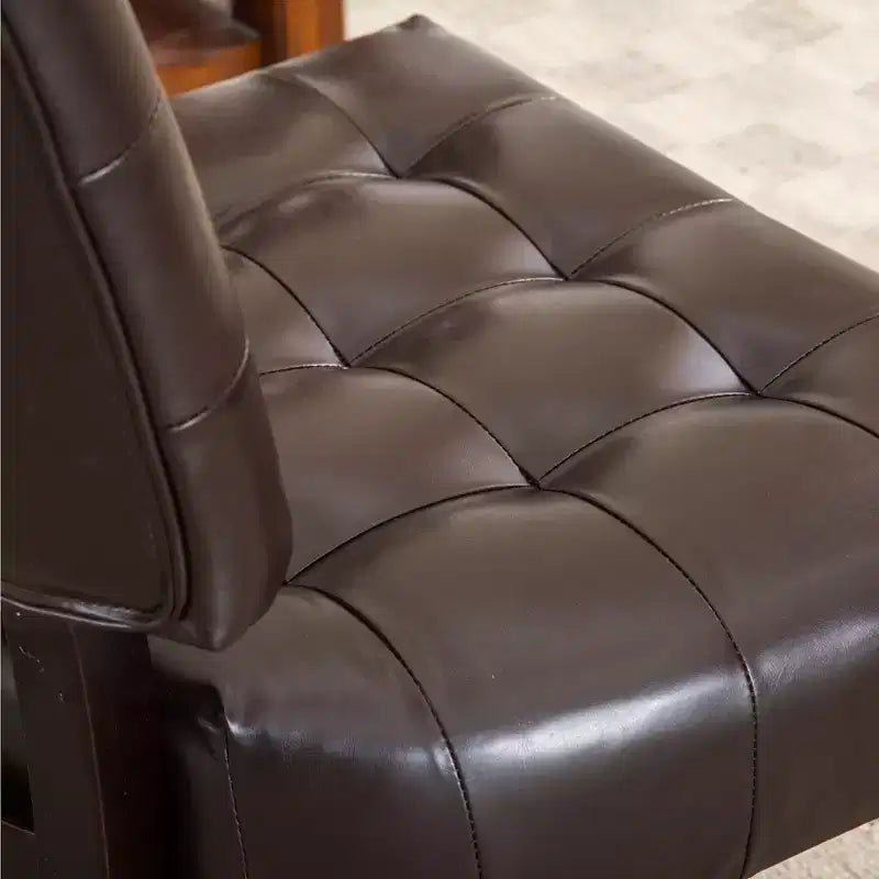 Modern Oversized Accent Chair with Tufted Back, Blended Leather, Wood Legs, for Living Room & Bedroom