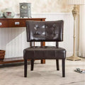 Modern Oversized Accent Chair with Tufted Back, Blended Leather, Wood Legs, for Living Room & Bedroom