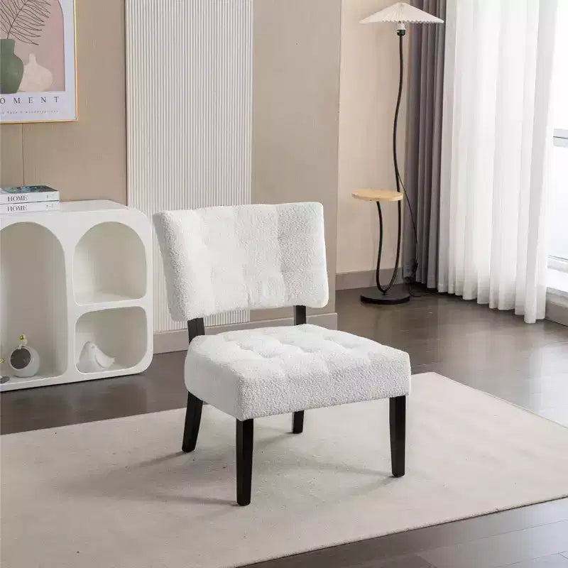 Modern Oversized Accent Chair with Tufted Back, Blended Leather, Wood Legs, for Living Room & Bedroom