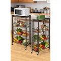 Large 4-Tier Foldable Storage Cart with Lockable Caster - 100Lbs Loading Capacity, Expandable Kitchen Organizer Storage Island, Garage Shelving