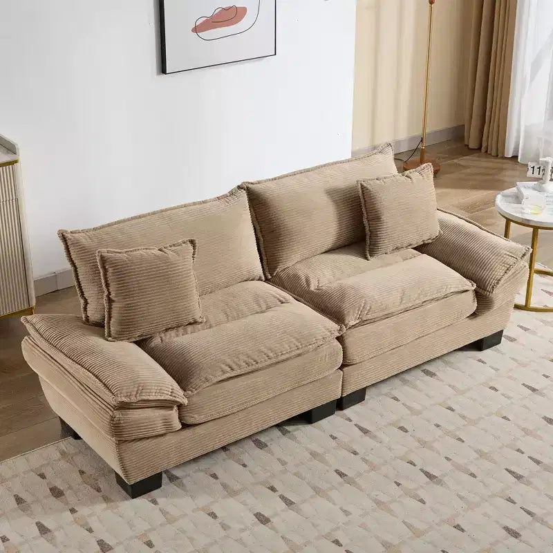 84" Corduroy Couch Loveseat Sofa with 2 Pillows for Living Room, Small Space, Office, Apartment