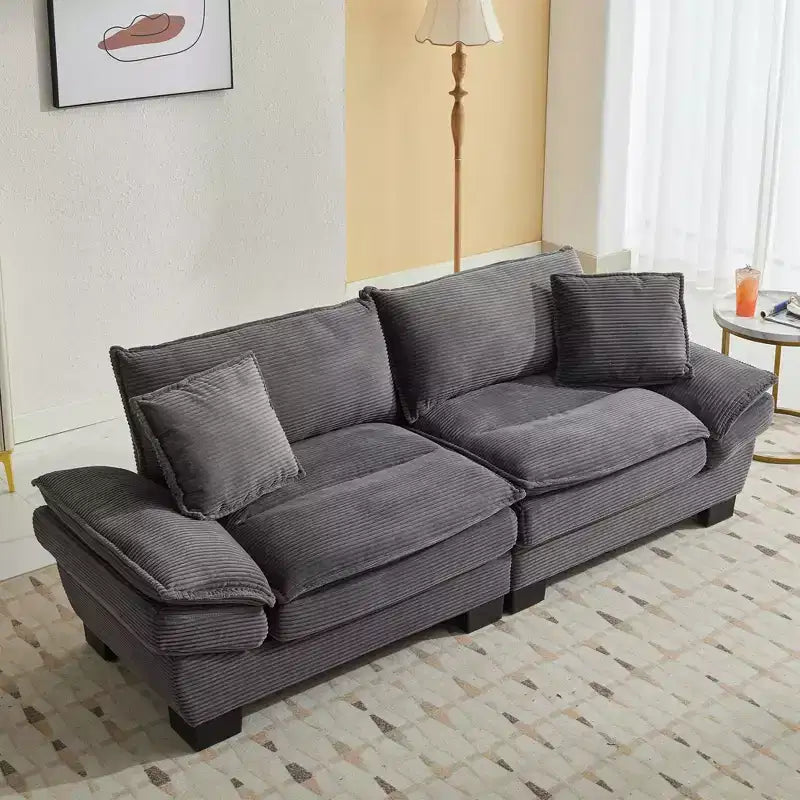 84" Corduroy Couch Loveseat Sofa with 2 Pillows for Living Room, Small Space, Office, Apartment