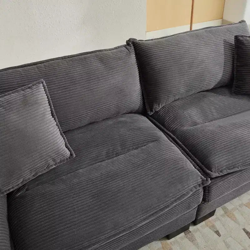 84" Corduroy Couch Loveseat Sofa with 2 Pillows for Living Room, Small Space, Office, Apartment
