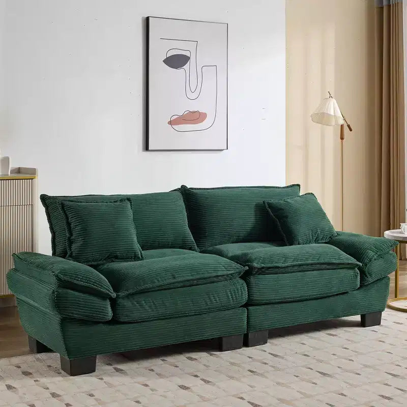 84" Corduroy Couch Loveseat Sofa with 2 Pillows for Living Room, Small Space, Office, Apartment