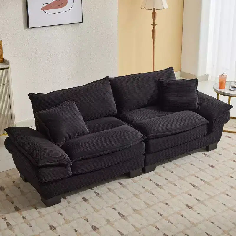 84" Corduroy Couch Loveseat Sofa with 2 Pillows for Living Room, Small Space, Office, Apartment