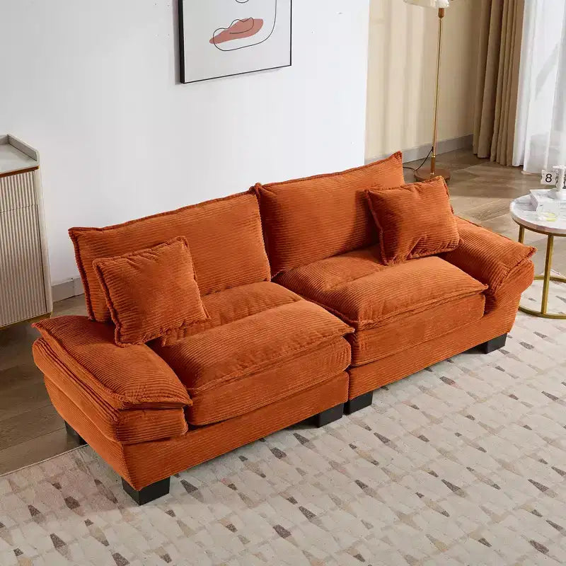 84" Corduroy Couch Loveseat Sofa with 2 Pillows for Living Room, Small Space, Office, Apartment