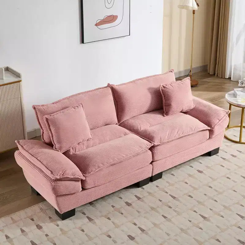84" Corduroy Couch Loveseat Sofa with 2 Pillows for Living Room, Small Space, Office, Apartment