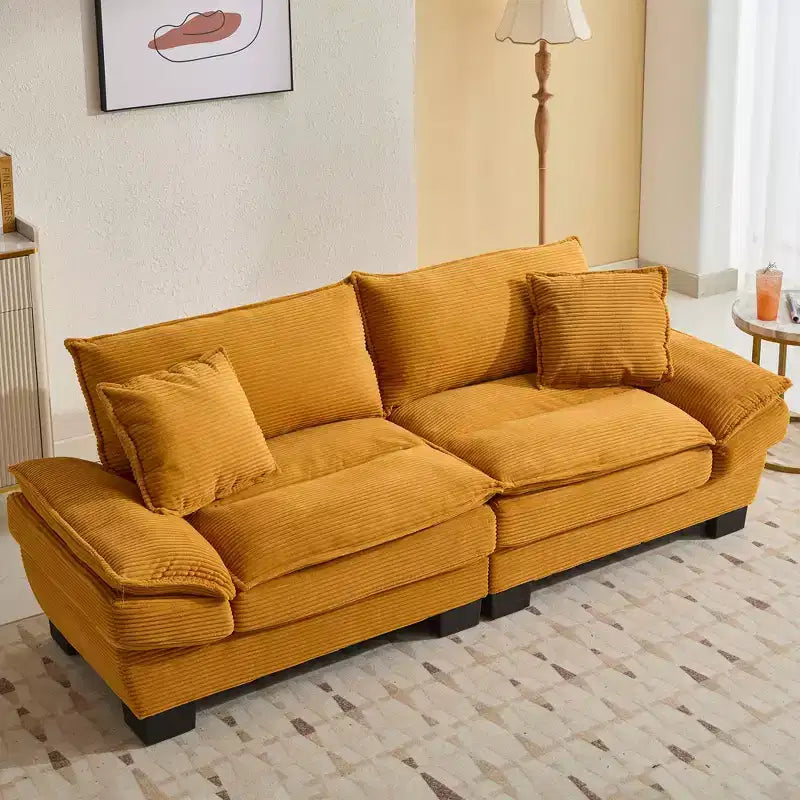 84" Corduroy Couch Loveseat Sofa with 2 Pillows for Living Room, Small Space, Office, Apartment