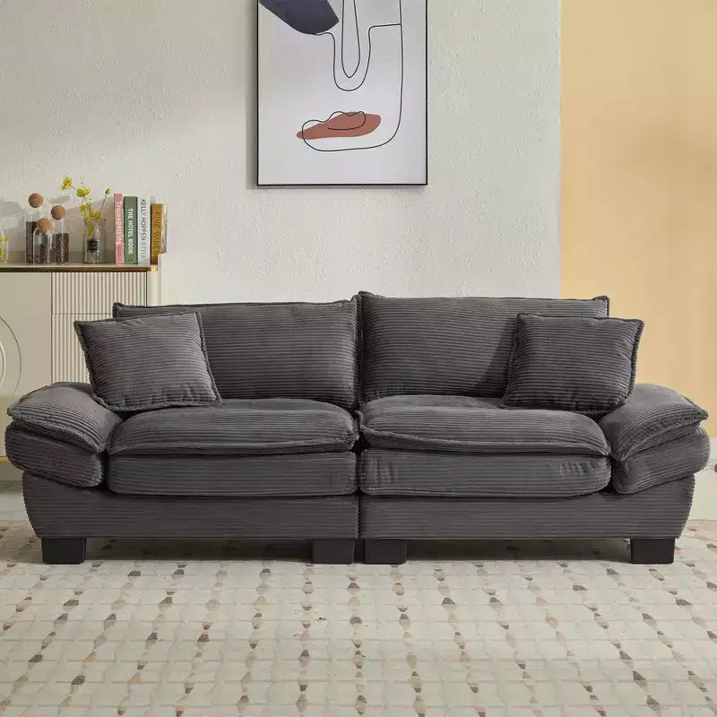 84" Corduroy Couch Loveseat Sofa with 2 Pillows for Living Room, Small Space, Office, Apartment