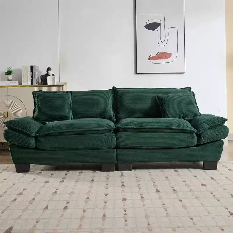 84" Corduroy Couch Loveseat Sofa with 2 Pillows for Living Room, Small Space, Office, Apartment