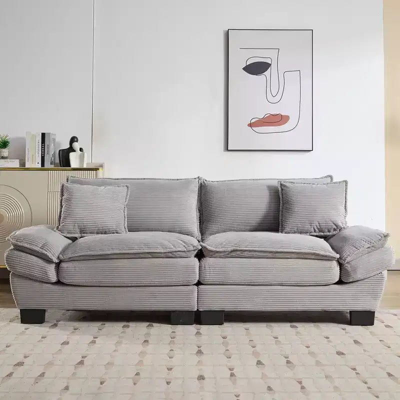 84" Corduroy Couch Loveseat Sofa with 2 Pillows for Living Room, Small Space, Office, Apartment