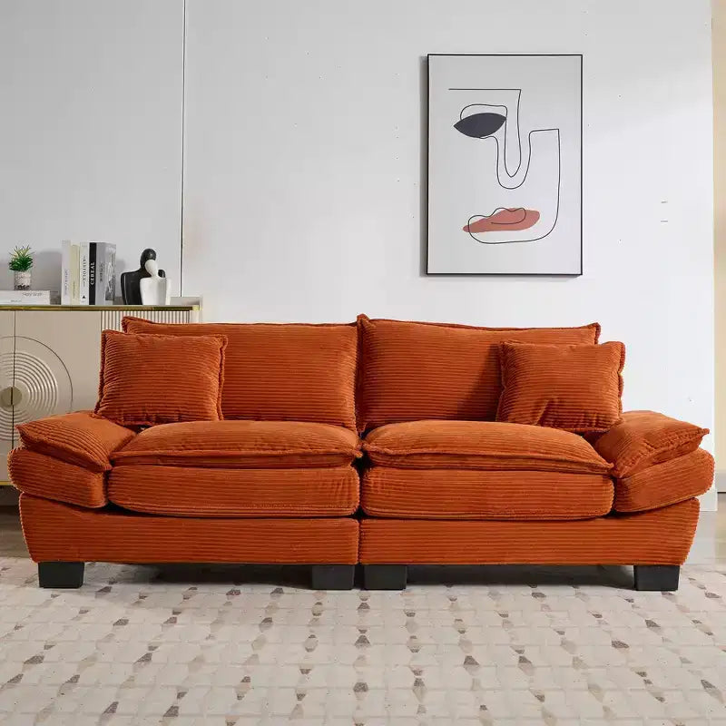 84" Corduroy Couch Loveseat Sofa with 2 Pillows for Living Room, Small Space, Office, Apartment