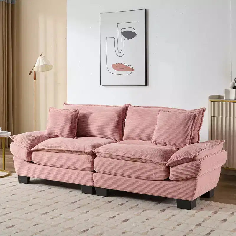 84" Corduroy Couch Loveseat Sofa with 2 Pillows for Living Room, Small Space, Office, Apartment