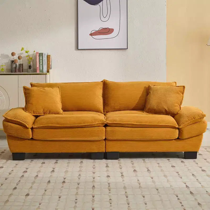 84" Corduroy Couch Loveseat Sofa with 2 Pillows for Living Room, Small Space, Office, Apartment