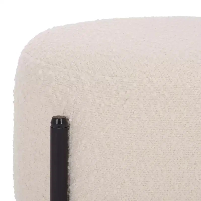 Traditional Padded Ottoman, Plywood and Metal Frame, Cream and Black