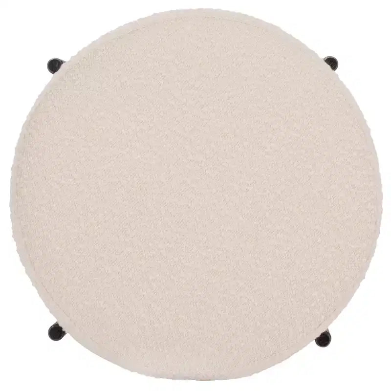 Traditional Padded Ottoman, Plywood and Metal Frame, Cream and Black
