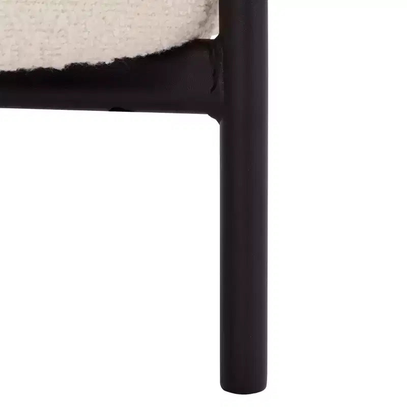 Traditional Padded Ottoman, Plywood and Metal Frame, Cream and Black