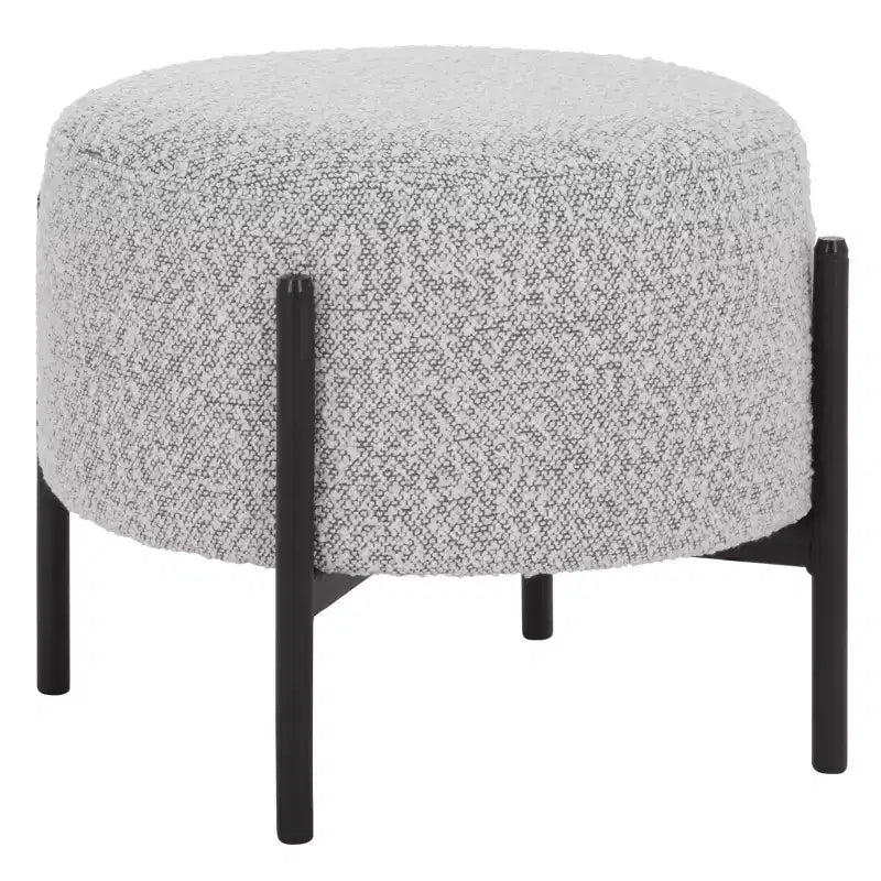 Traditional Padded Ottoman, Plywood and Metal Frame, Cream and Black