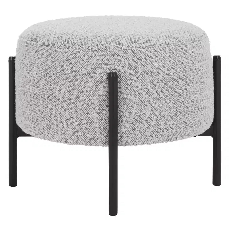 Traditional Padded Ottoman, Plywood and Metal Frame, Cream and Black