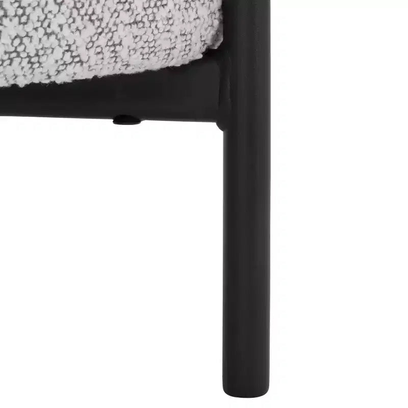 Traditional Padded Ottoman, Plywood and Metal Frame, Cream and Black