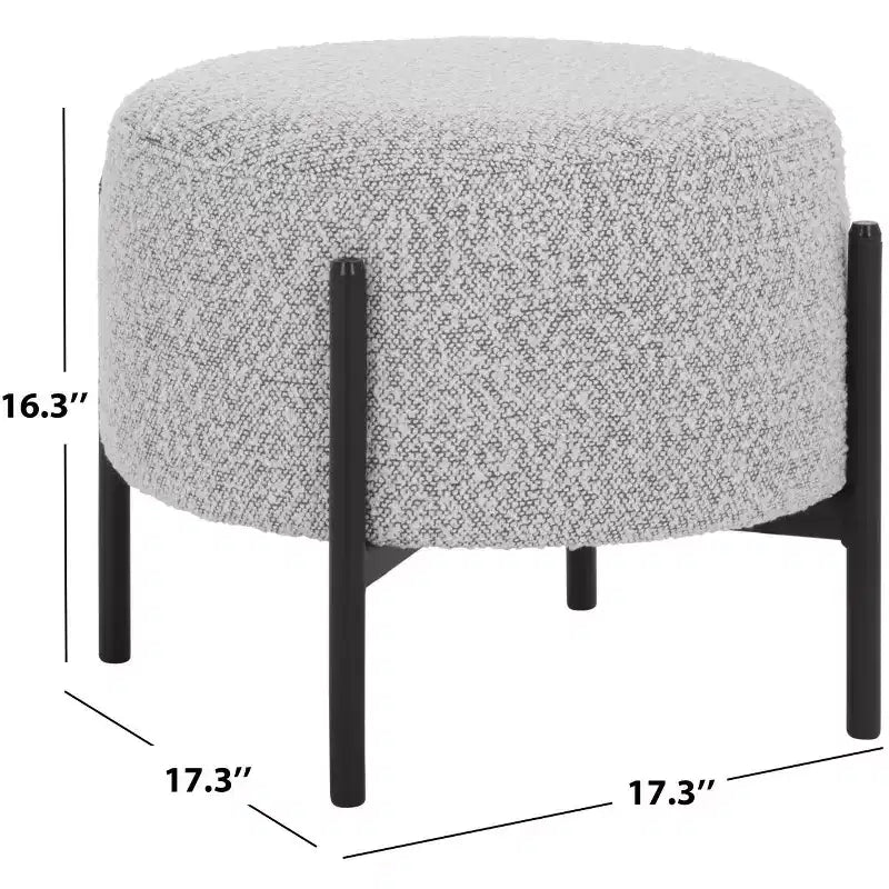 Traditional Padded Ottoman, Plywood and Metal Frame, Cream and Black