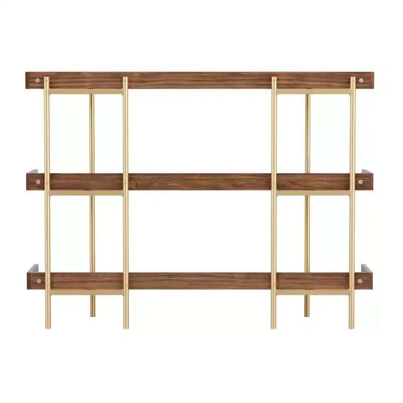 3-Shelf Storage Display Bookcase with Metal Frame, Black Wood Grain