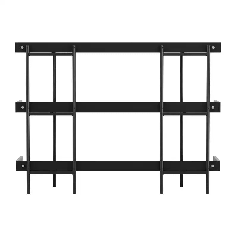3-Shelf Storage Display Bookcase with Metal Frame, Black Wood Grain
