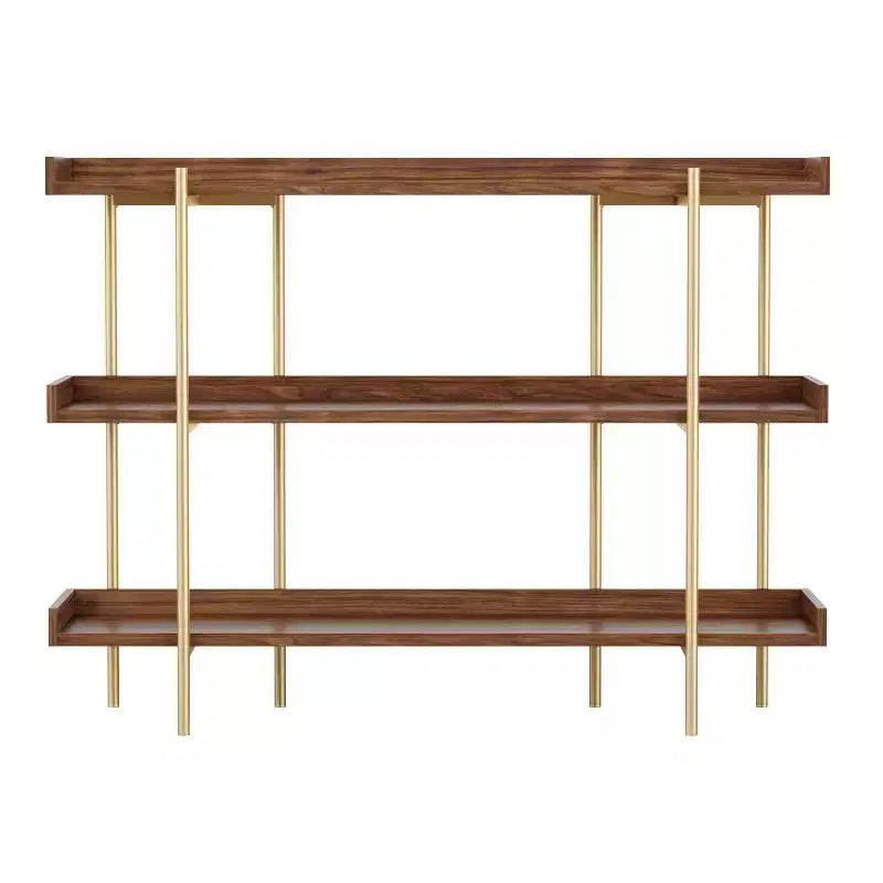 3-Shelf Storage Display Bookcase with Metal Frame, Black Wood Grain