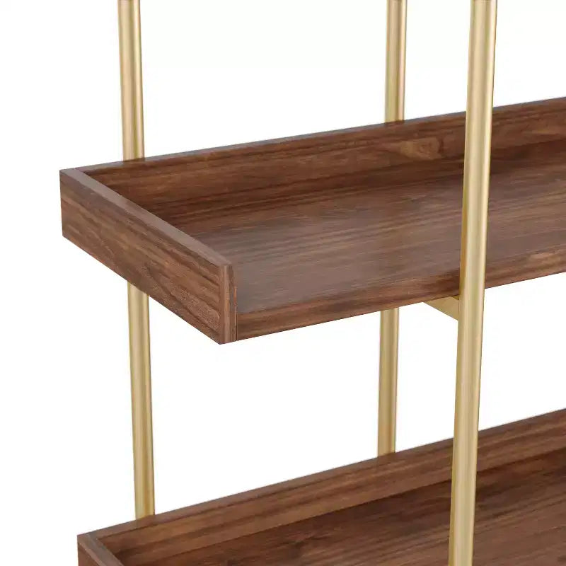 3-Shelf Storage Display Bookcase with Metal Frame, Black Wood Grain