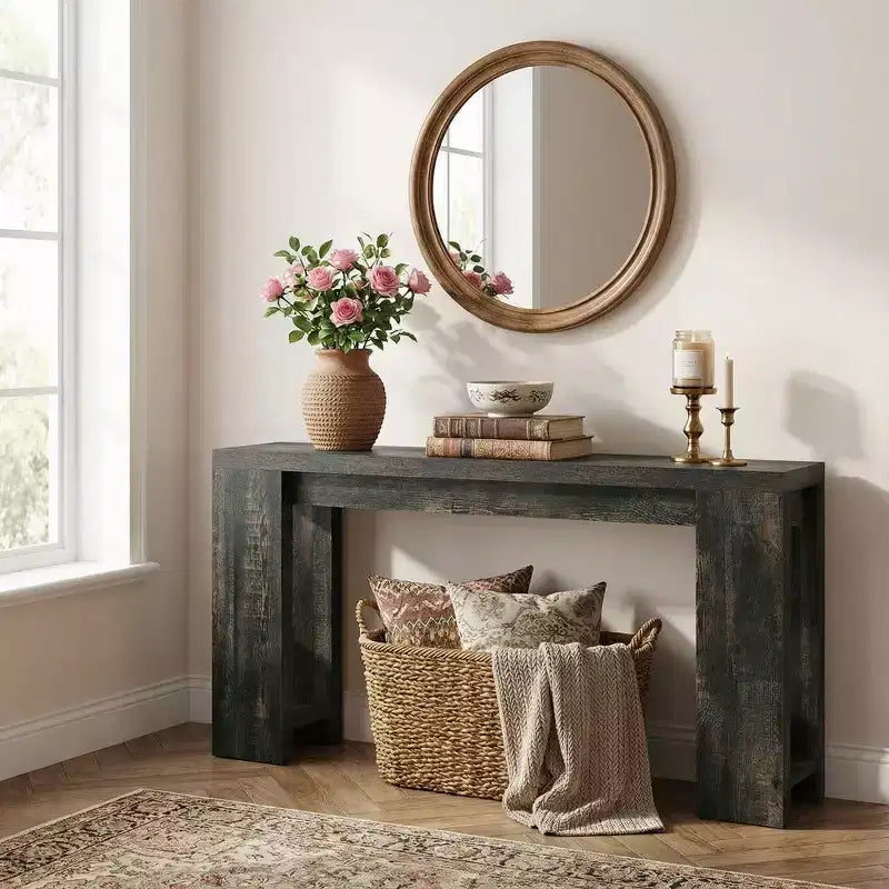 70.9" Farmhouse Entryway Wood Console Table, Rustic Sofa Table