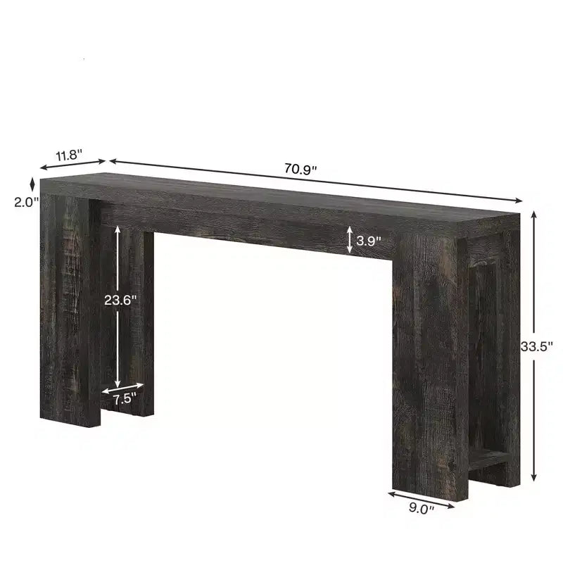 70.9" Farmhouse Entryway Wood Console Table, Rustic Sofa Table