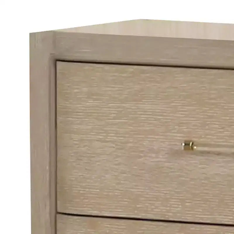 Nightstand with USB Ports, 2 Drawers, Natural Oak Brown
