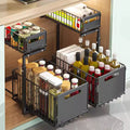 2-Tier Adjustable Under Sink Organizer with Pull-Out Drawers, Height-Adjustable Slide-Out Cabinet