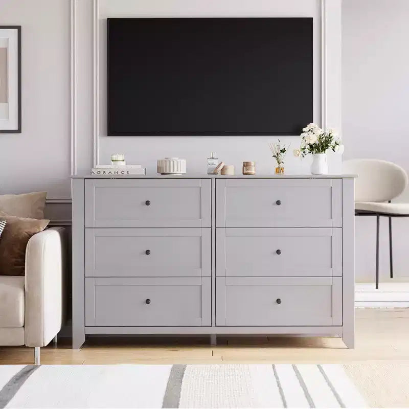 6 Drawer Dresser for Bedroom, Wood Storage Chest of Drawers for Living Room, Hallway, Entryway