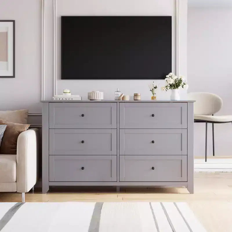 6 Drawer Dresser for Bedroom, Wood Storage Chest of Drawers for Living Room, Hallway, Entryway
