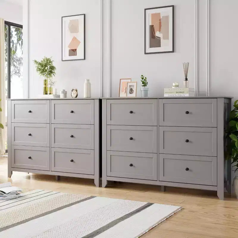 6 Drawer Dresser for Bedroom, Wood Storage Chest of Drawers for Living Room, Hallway, Entryway