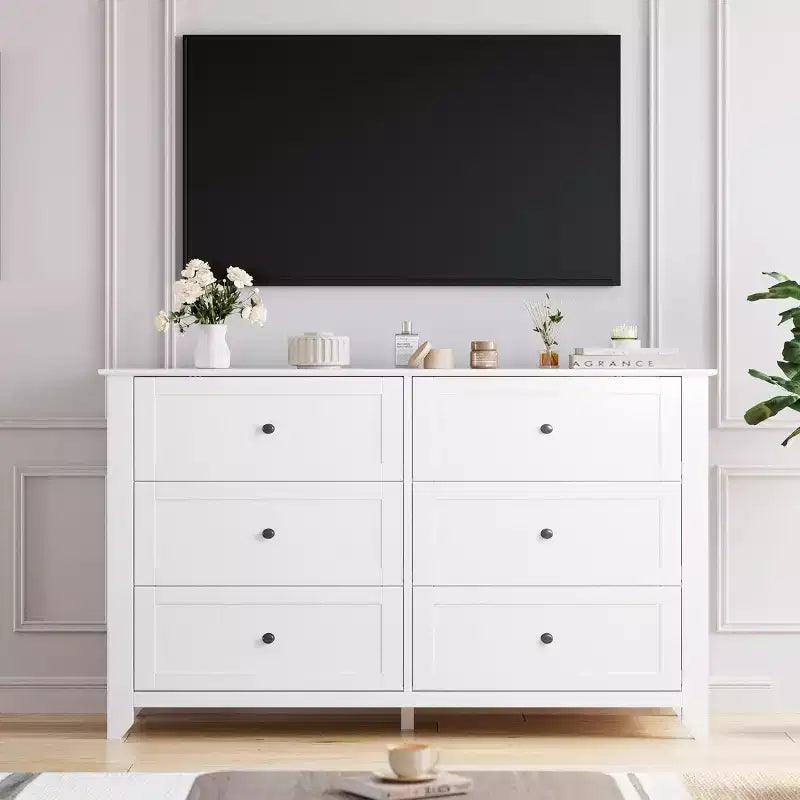 6 Drawer Dresser for Bedroom, Wood Storage Chest of Drawers for Living Room, Hallway, Entryway