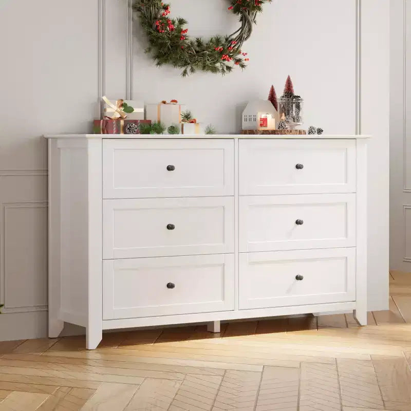 6 Drawer Dresser for Bedroom, Wood Storage Chest of Drawers for Living Room, Hallway, Entryway