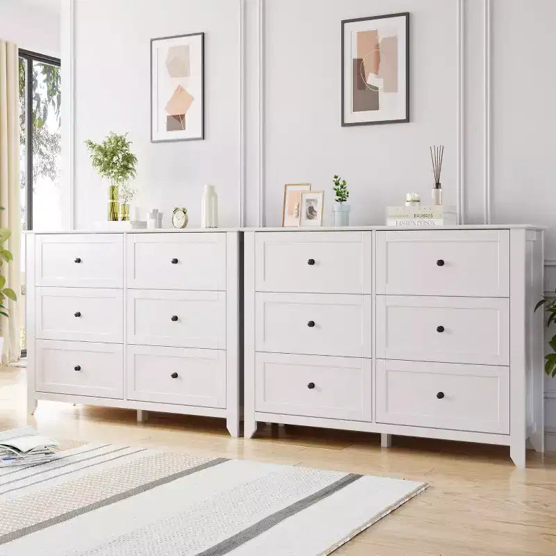 6 Drawer Dresser for Bedroom, Wood Storage Chest of Drawers for Living Room, Hallway, Entryway
